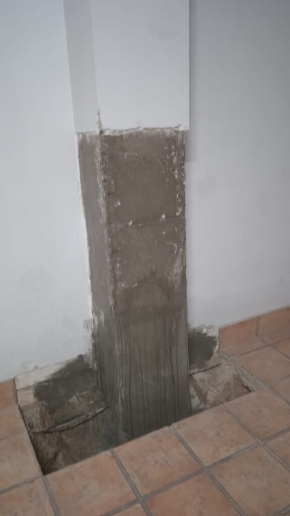 Resultado de la reparación del pilar resistente